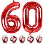 Lingqiang Red 60th Birthday Balloons - 40-inch Foil Numbers 6 & 0 + Confetti Set