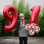 Lingqiang Red 30th Birthday Balloon Set – 40in Foil Number 3 & 0 with Confetti Latex Balloons