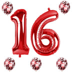Lingqiang 16th Birthday Balloons Set – 40in Giant Red Number 1 & 6 with Confetti