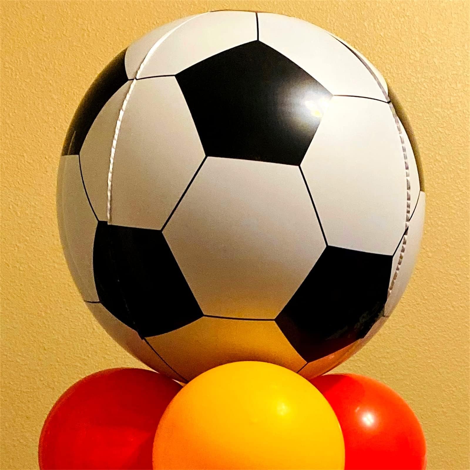 Lingqiang 22 Inch 4D Soccer Foil Balloons – 6pc Black & White Party Decor
