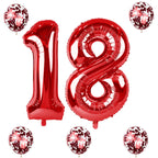 Lingqiang Red 18 Balloon Numbers & Confetti Balloons Kit – 40in Foil Numbers 1 & 8
