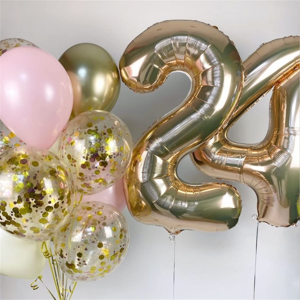 Lingqiang 40 Inch Champagne Gold Number 2 Balloon – Large Foil Party Balloons
