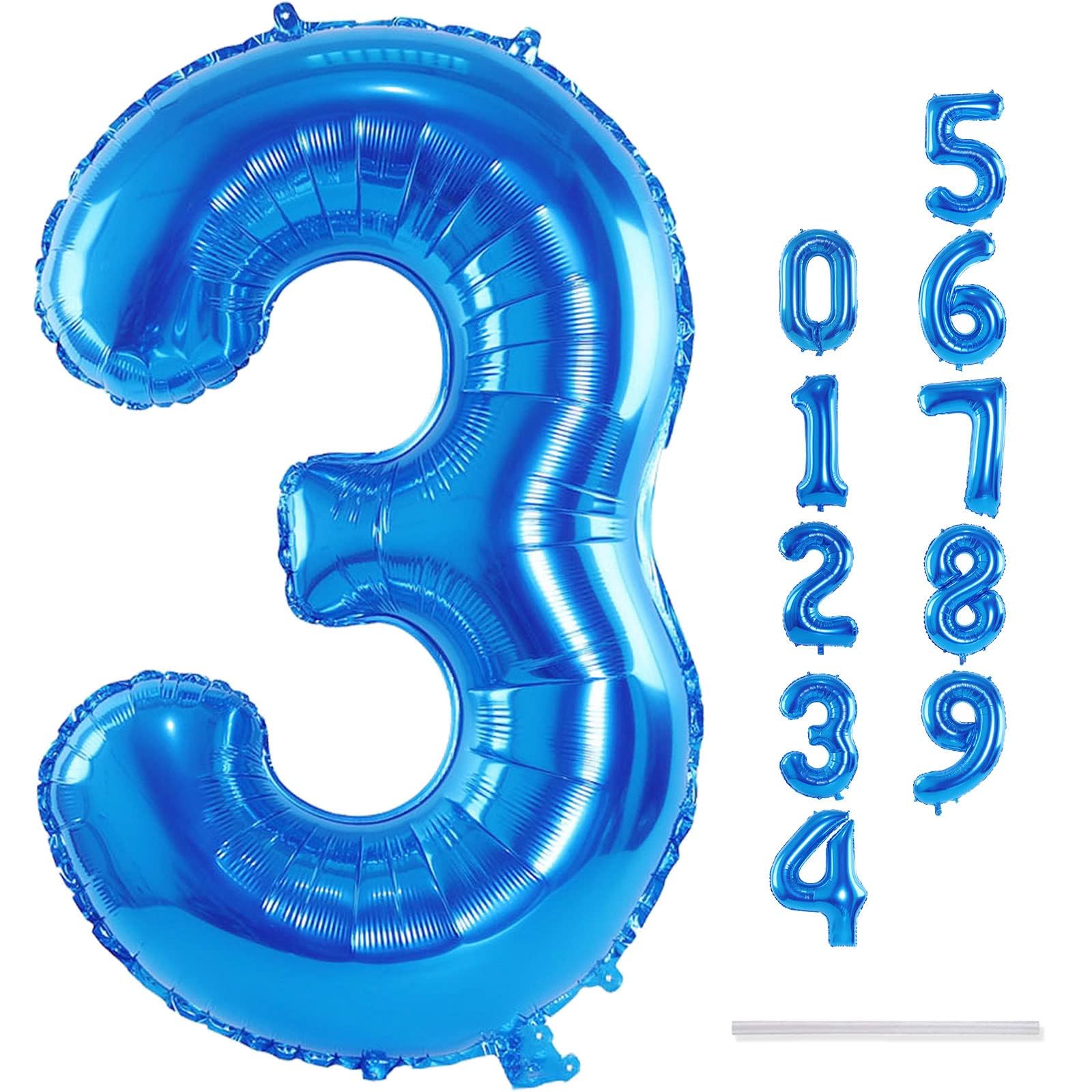 Lingqiang 40 Inch Blue Number 3 Balloon | Large Foil Numeric Balloons for Birthdays & Celebrations