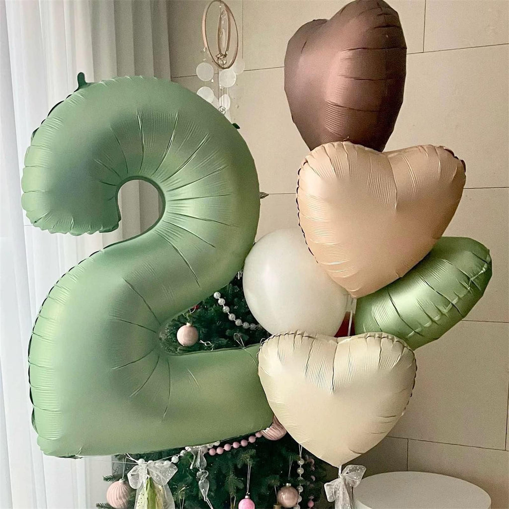 Lingqiang 40-inch Sage Green Number 2 Foil Balloon Set – Large 0-9 Balloons for Parties