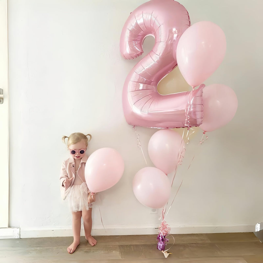 Lingqiang 40-Inch Pastel Pink Foil Number 4 Balloon – Large Self-Inflating Party Balloons