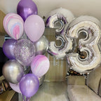 Lingqiang Silver 40-Inch Giant Number 3 Balloons – Self-Inflating Foil Birthday & Celebration Decor