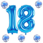 Lingqiang Blue 18-Number Foil Balloon Set — 40-inch 1 & 8 with Confetti Balloons for 18th/81st Birthday & Anniversary Decor