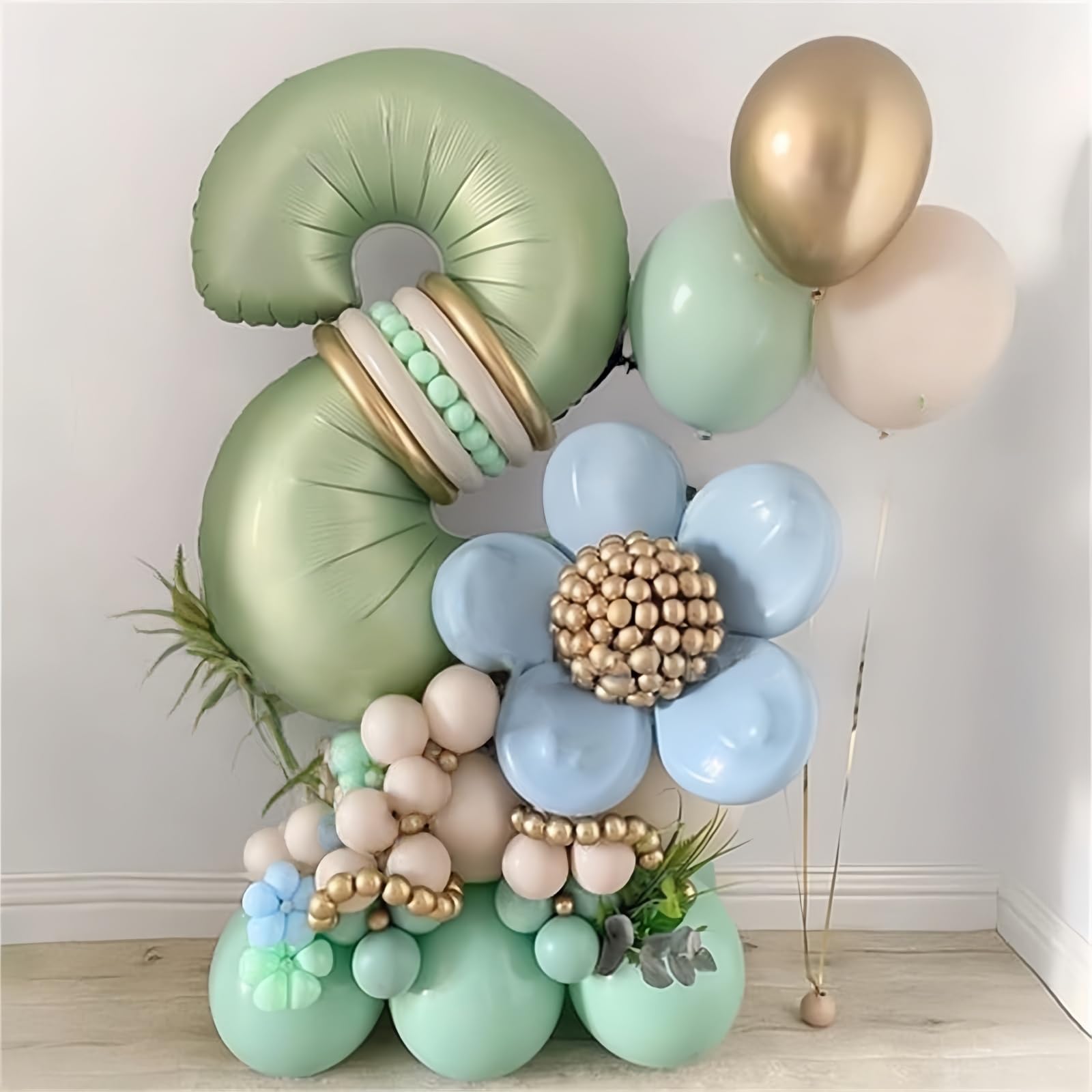 Lingqiang 40-inch Sage Green Number 2 Foil Balloon Set – Large 0-9 Balloons for Parties