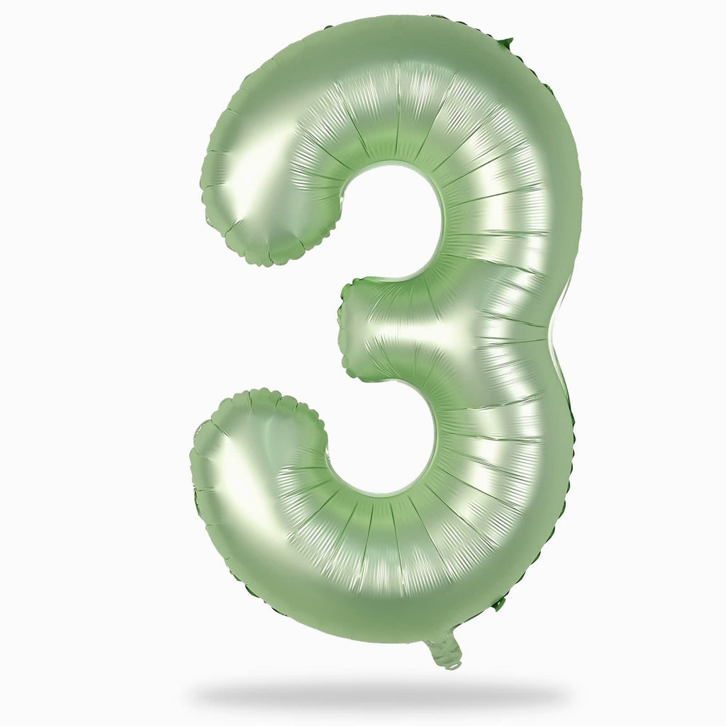 Lingqiang Sage Green 40in Number 3 Balloon – Large Foil Balloons for 3rd Birthday & Party Decor