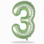 Lingqiang Sage Green 40in Number 3 Balloon – Large Foil Balloons for 3rd Birthday & Party Decor