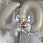Lingqiang Cream 4-Number Balloon, 40-Inch Beige Foil Balloons for Birthdays & Anniversaries