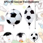 Lingqiang 22 Inch 4D Soccer Foil Balloons – 6pc Black & White Party Decor