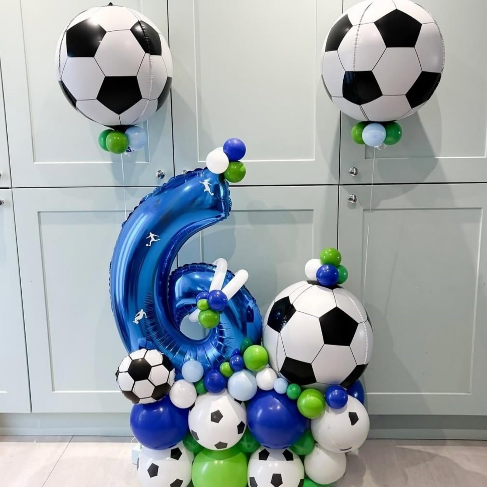 Lingqiang 22 Inch 4D Soccer Foil Balloons – 6pc Black & White Party Decor