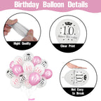 Lingqiang Pink & White 10th Birthday Balloons – 15-Count Latex Set for Girls' Party