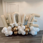 Lingqiang 40-Inch Beige HOME Foil Letter Balloons – Large Ivory White Welcome Banner for Housewarming