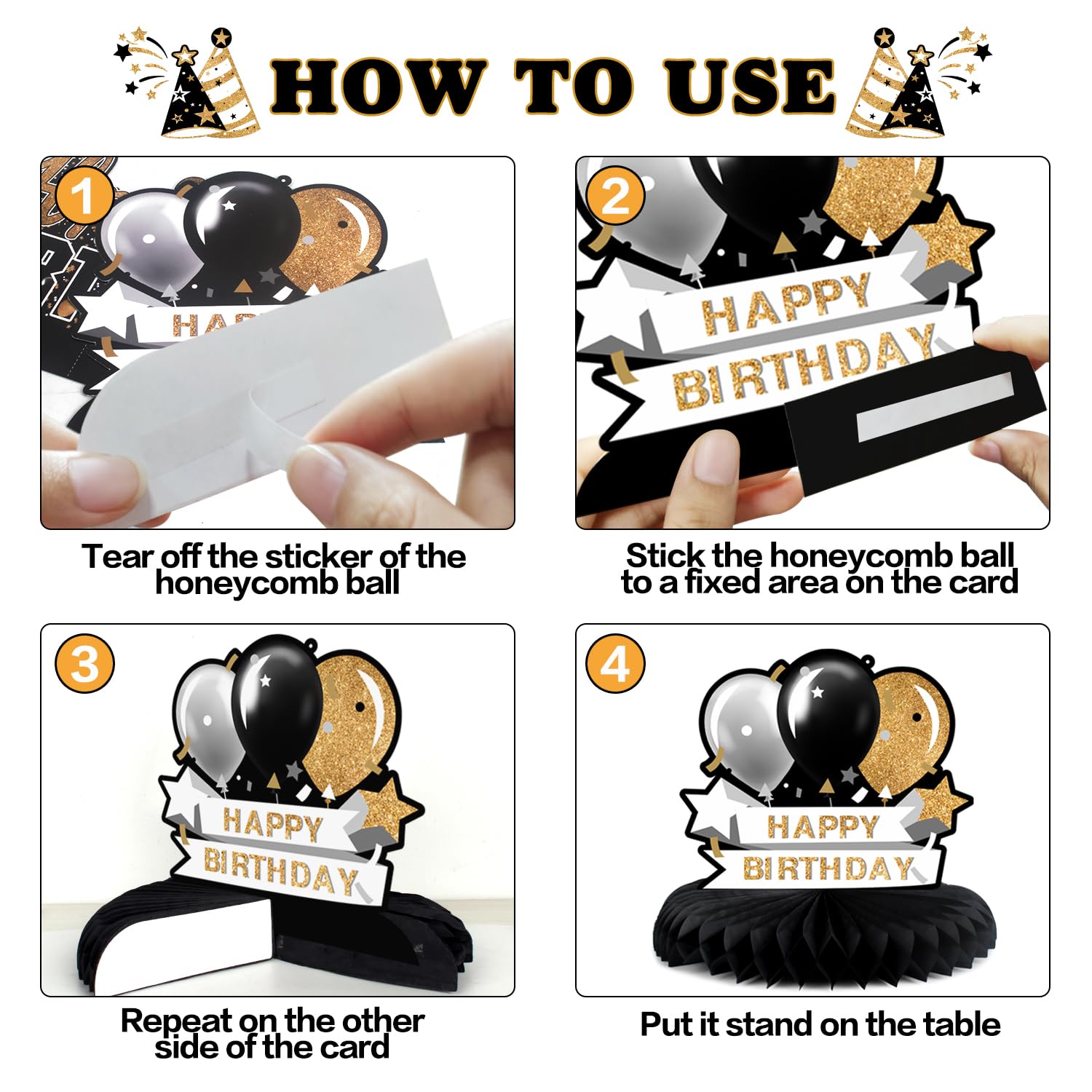 LINGTEER 27th Birthday Gold Table Topper Centerpieces – 8-Piece Honeycomb Star Balloons, 27 Years Old Sign