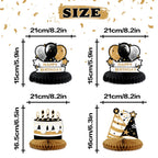 LINGTEER 27th Birthday Gold Table Topper Centerpieces – 8-Piece Honeycomb Star Balloons, 27 Years Old Sign
