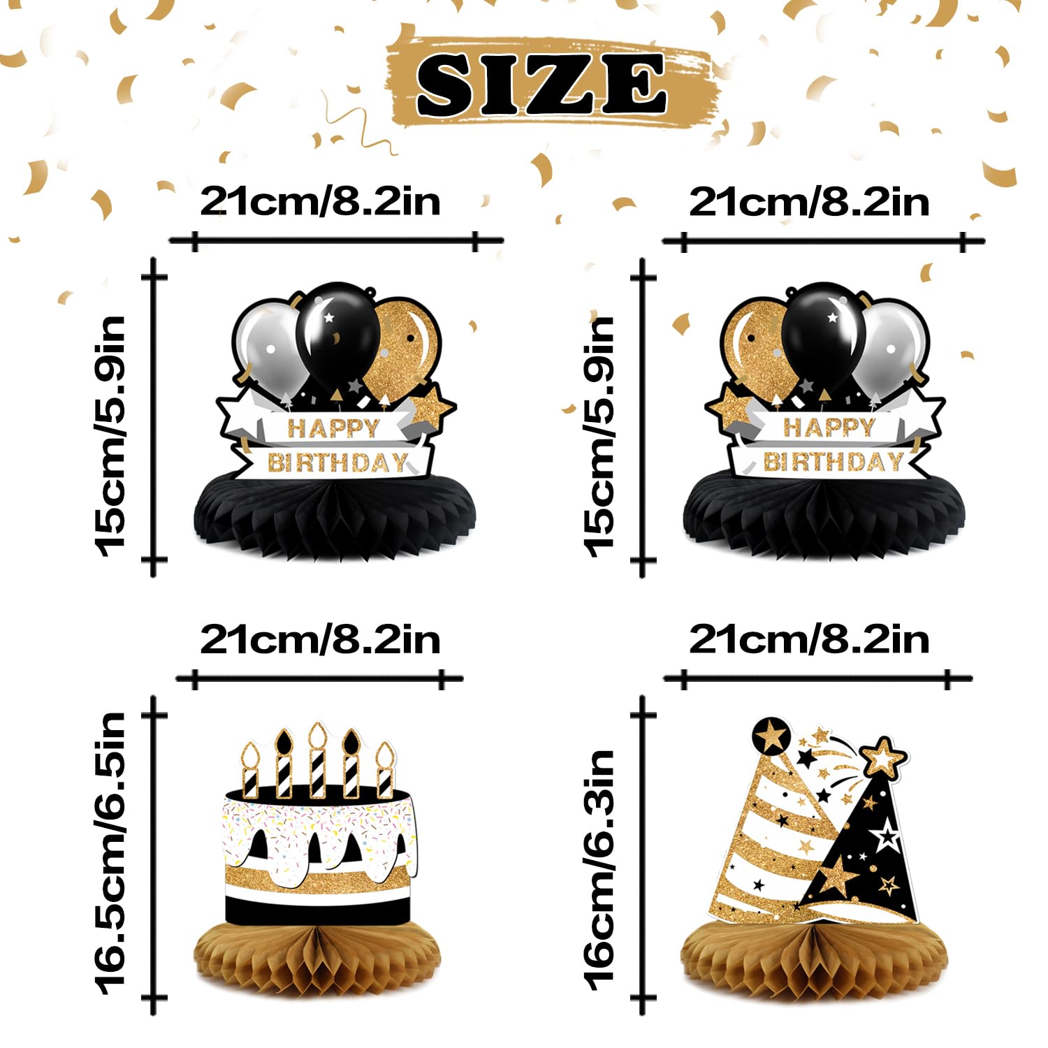 LINGTEER 27th Birthday Gold Table Topper Centerpieces – 8-Piece Honeycomb Star Balloons, 27 Years Old Sign
