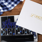LINGTEER Happy 70th Birthday Blue Acrylic Table Topper Set – 3-Piece 70th Birthday Party Decor