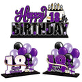 LINGTEER Happy 18th Birthday Purple Acrylic Table Topper Set - 3-Piece Party Decorations