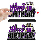 LINGTEER Happy 18th Birthday Purple Acrylic Table Topper Set - 3-Piece Party Decorations