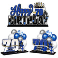 LINGTEER Happy 70th Birthday Blue Acrylic Table Topper Set – 3-Piece 70th Birthday Party Decor