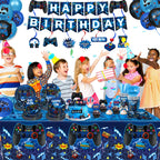 LINHAXM Video Game Birthday Decorations for 24 – Plates, Cups, Napkins & More
