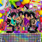 LINHAXM 80s Party Decorations – Backdrop, Banner, Balloons & Centerpieces for 80s/90s Parties
