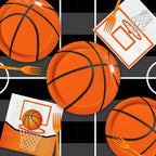 LINHAXM 96 PCS Basketball Party Decorations – Plates, Napkins & Forks for 24 Guests