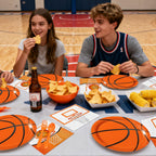 LINHAXM 96 PCS Basketball Party Decorations – Plates, Napkins & Forks for 24 Guests