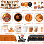 LINHAXM 202 Pcs Basketball Party Decorations – Plates, Cups, Napkins, Banner, Balloons (Serves 24)