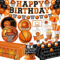 LINHAXM 202 Pcs Basketball Party Decorations – Plates, Cups, Napkins, Banner, Balloons (Serves 24)