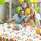 LINHAXM 3-Pack Building Block Tablecloth - Disposable Plastic Table Cover 54x108 in