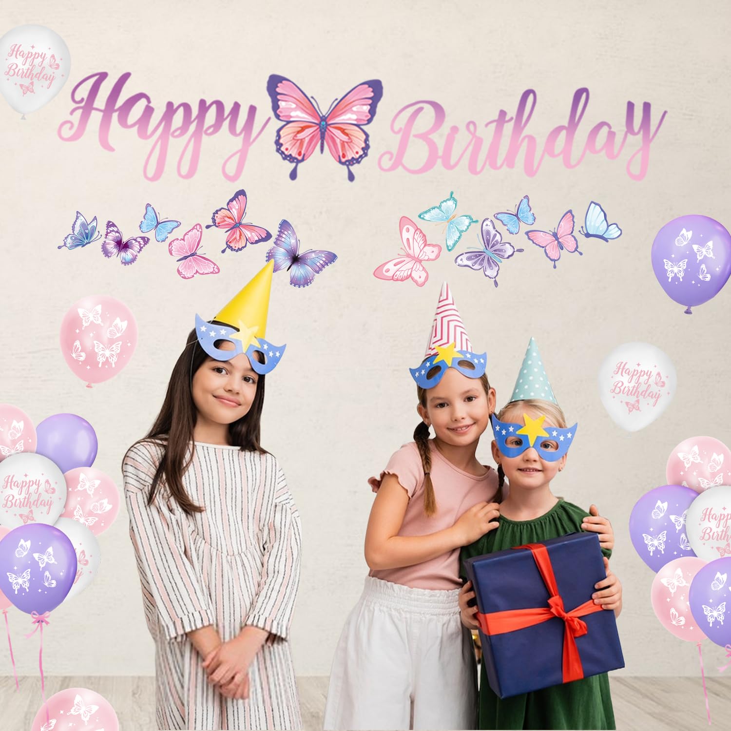 LINHAXM Butterfly Birthday Decorations for Girls – Plates, Napkins, Cups & More (Serves 20)