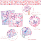 LINHAXM Butterfly Birthday Decorations for Girls – Plates, Napkins, Cups & More (Serves 20)