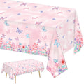 LINHAXM 3 Pack Butterfly Tablecloths – Disposable Plastic Table Covers, 108 x 54 in for Kids' Birthday Parties
