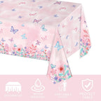 LINHAXM 3 Pack Butterfly Tablecloths – Disposable Plastic Table Covers, 108 x 54 in for Kids' Birthday Parties