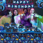 LINHAXM Video Game Birthday Decorations for 24 – Plates, Cups, Napkins & More