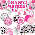 LINHAXM 131 PCS Cowgirl Birthday Party Decorations – Disco Western Party Kit Serves 24