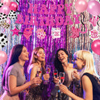 LINHAXM 131 PCS Cowgirl Birthday Party Decorations – Disco Western Party Kit Serves 24