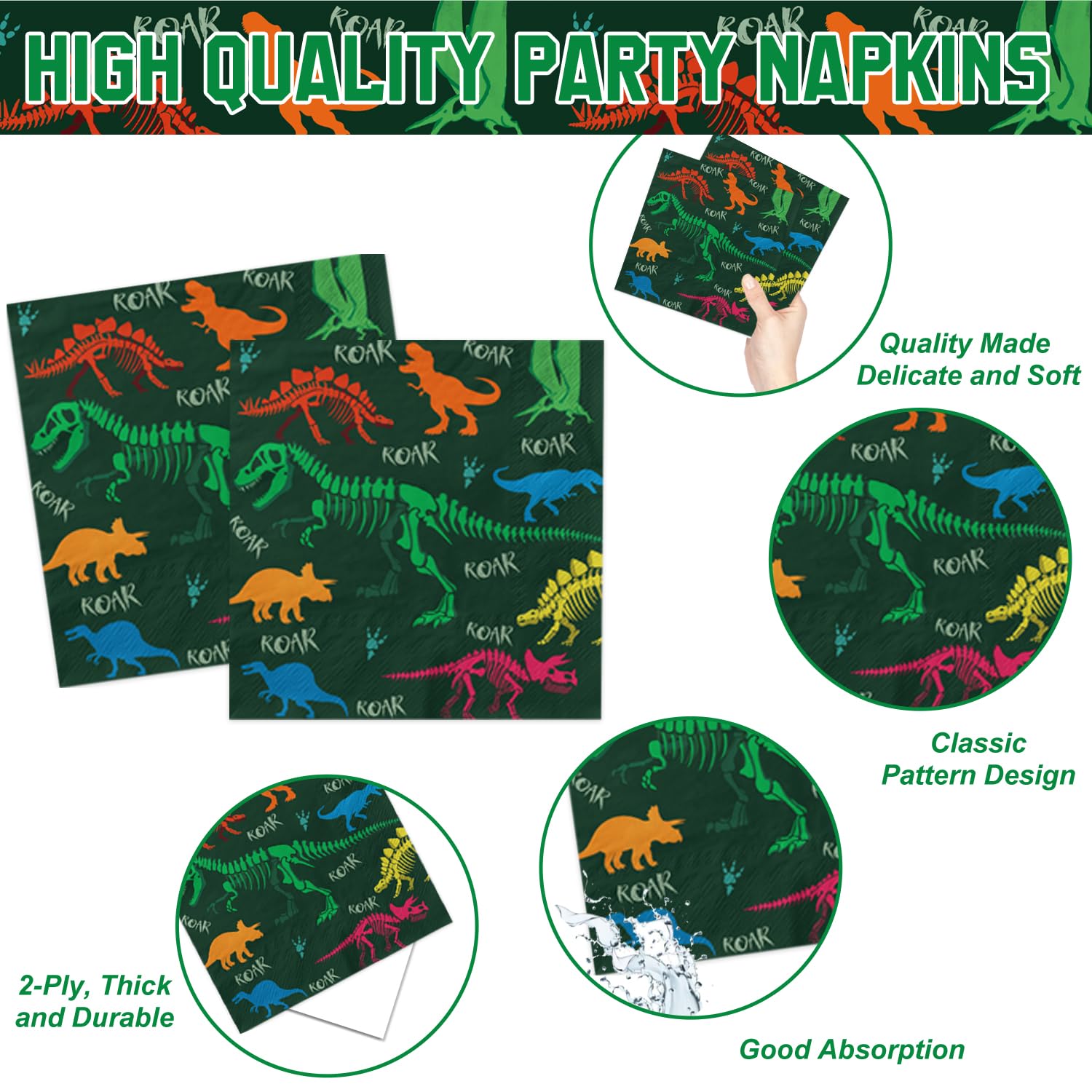 LINHAXM 166 PCS Dinosaur Birthday Decorations Kit – Plates, Cups, Banner, Tablecloth, Balloons for 20