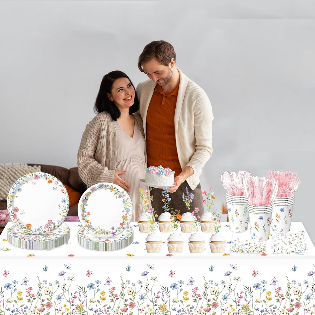 LINHAXM 3 Pack Spring Floral Tablecloths – 54 by 108 inches | Wildflower Butterflies