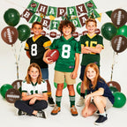LINHAXM Football Birthday Party Decorations Kit for 24 — Plates, Napkins, Cups, Banner, Balloons & Tablecloth