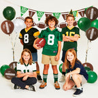 LINHAXM Football Party Decorations – Complete 24-Guest Tailgate Set with Plates, Napkins, Cups, Banner, Balloons & Tablecloth