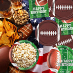 LINHAXM Football Birthday Party Decorations Kit for 24 — Plates, Napkins, Cups, Banner, Balloons & Tablecloth
