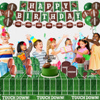LINHAXM Football Birthday Party Decorations Kit for 24 — Plates, Napkins, Cups, Banner, Balloons & Tablecloth