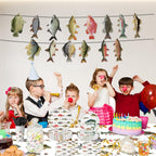 LINHAXM 170PCS Fishing Birthday Party Decorations – Gone Fishing Tableware Set with Plates, Cups, Cutlery, Banner, Tablecloth