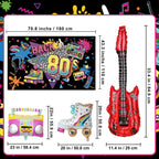 LINHAXM 80s Party Decorations – Backdrop, Banner, Balloons & Centerpieces for 80s/90s Parties