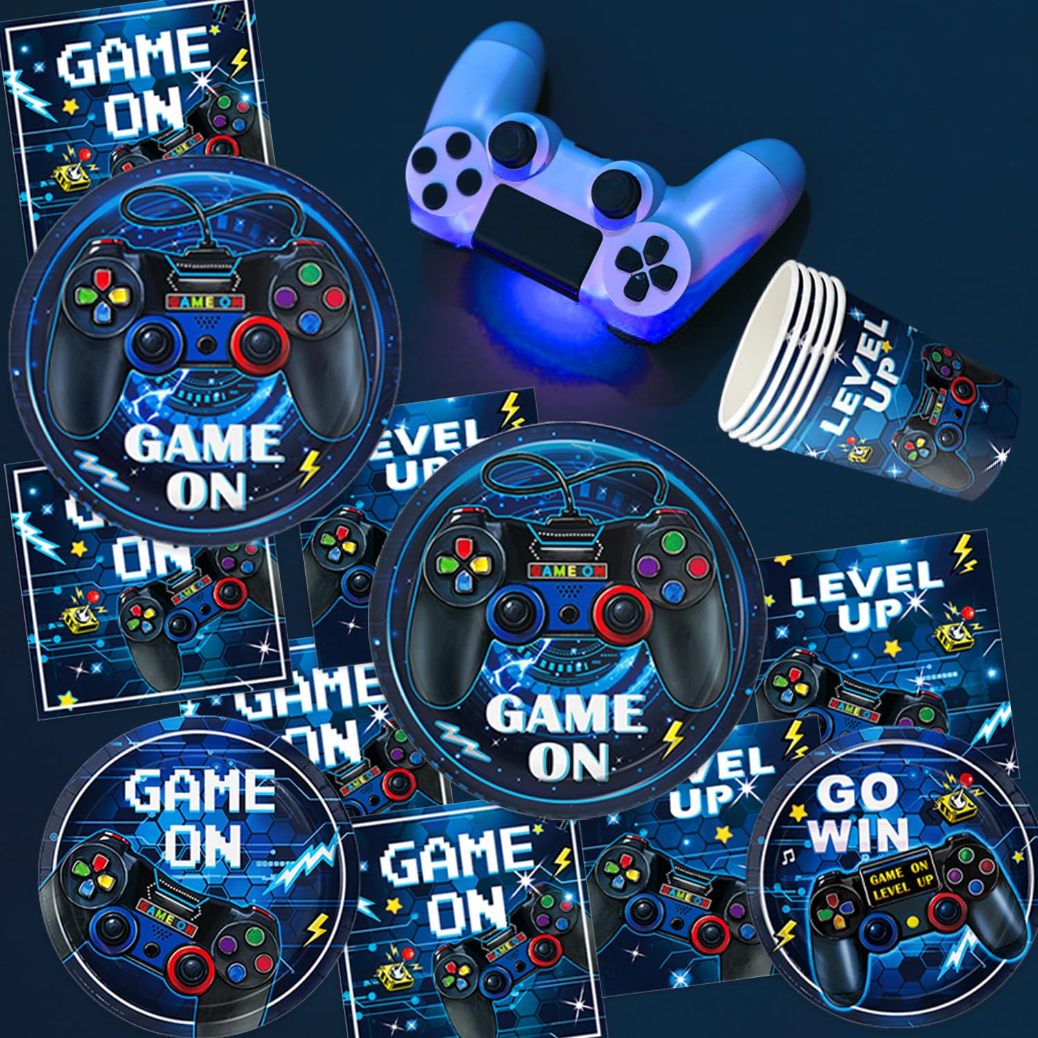 LINHAXM Video Game Birthday Decorations for 24 – Plates, Cups, Napkins & More