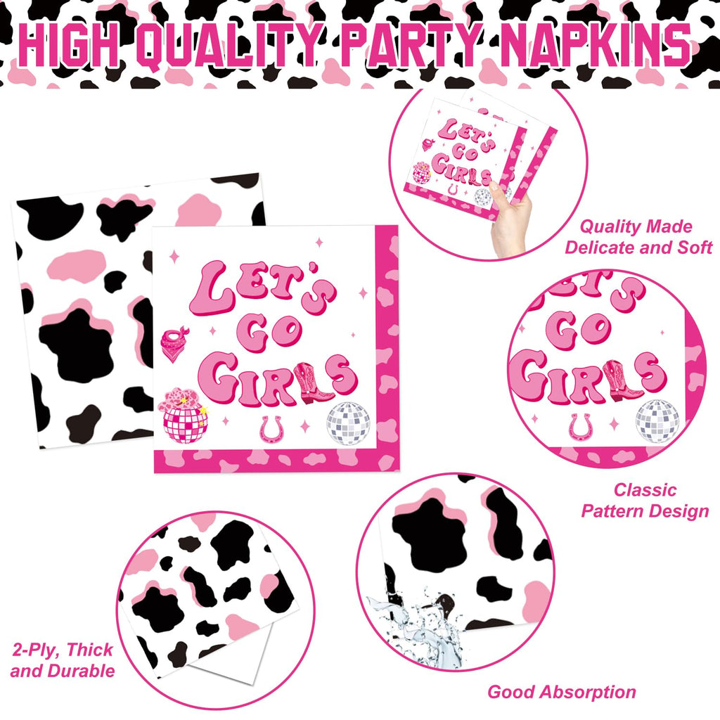 LINHAXM 131 PCS Cowgirl Birthday Party Decorations – Disco Western Party Kit Serves 24
